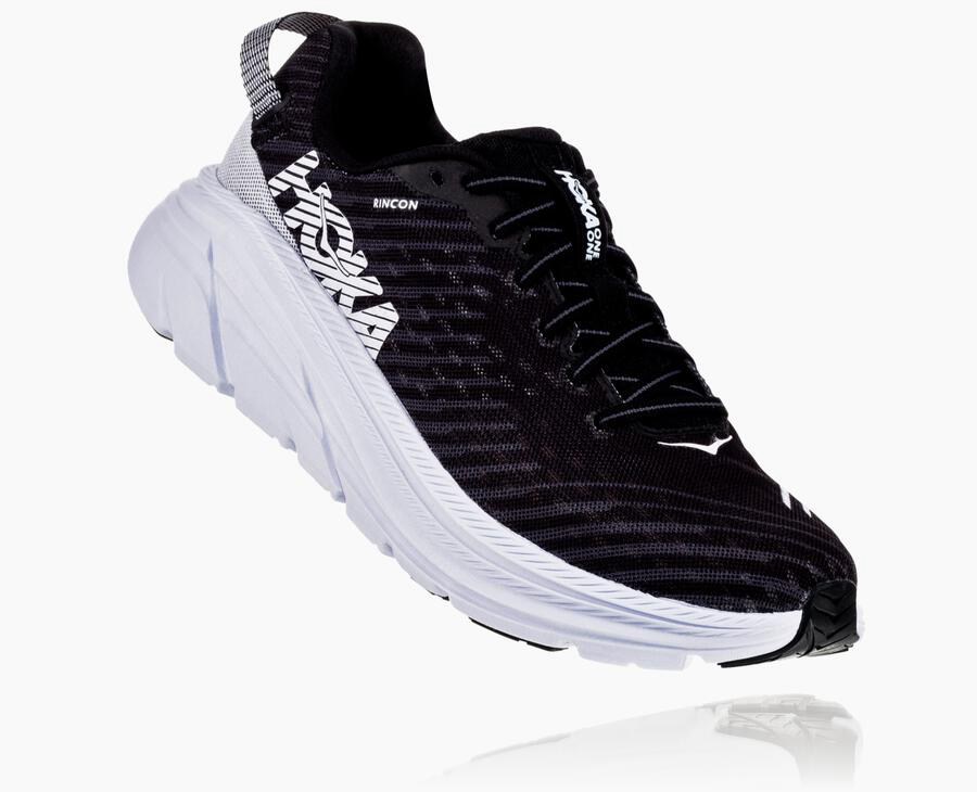 Hoka One One Rincon - Men's Running Shoes - Black/White - UK 328SPWBCY